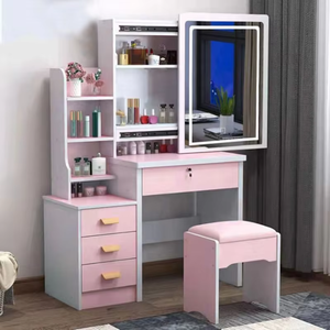 Cô gái sang trọng gương hiện đại cổ điển Vanity bàn trang điểm, bàn trang điểm với Led Gương ngăn kéo - Product Image 2