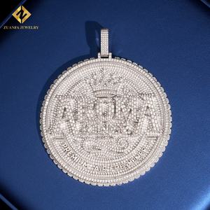Bijoux Wuzhou Zuanfa, bijoux personnalisés, charme, grand cercle rond, pendentifs pour hommes, argent 925, diamant glacé, moissanite VVS - Product Image 6