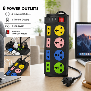 Endüstriyel Masaüstü Bakır Güç Uzatma Prizi 8'li Evrensel Priz Paneli <span class=keywords><strong>3</strong></span> USB Girişi 10A Bilgisayar Ofis Hastane Kullanımı İçin - Product Image 2