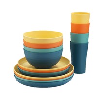 Ensemble de bols et d'assiettes en plastique Estick, peints à la main, pour un usage domestique, portables, compatibles avec le micro-ondes, vaisselle moderne minimaliste, cadeau