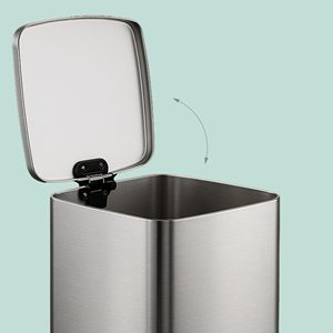 Square Soft Close 6 8 12 16 <b>20</b> 30 40 50 60 <b>Litre</b> Stainless Steel Pedal Dustbin Kitchen Waste Bin for Home Bathroom Use - Product Image 3