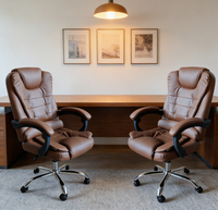 Chaise de bureau ergonomique à dossier haut, pivotante, en cuir, pour le bureau à domicile, chaise de patron robuste en cuir PU