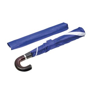 Paraguas Plegable Azul de Doble Toldo con Segmentos Blancos, Tradicional, Casual, Transicional, de Apertura Automática, Semiautomático, Promocional - Product Image 2