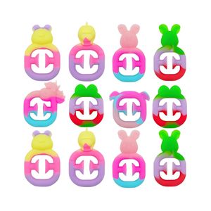 Anneaux de compression en silicone pour les mains, anneaux de préhension arc-en-ciel à ventouse, jouet anti-stress - Product Image 1