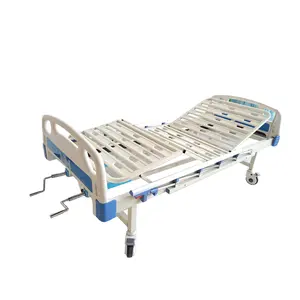 Colchón de fibra de coco y cabecera de ABS fija, cama de hospital manual de dos manivelas para clínica y Hospital