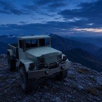 Camion RC de qualité hobby 6x6 tout-terrain télécommandé, classique, 2,4 GHz, LED, 40 min d'autonomie, retour automatique, en plastique