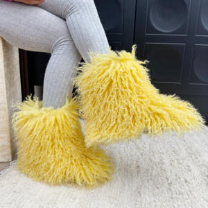 รองเท้าบูทขนสัตว์มองโกเลียสำหรับเด็ก หัวมน รองเท้าบูทกันหนาวสำหรับเด็ก ขนเทียม อุ่นสบาย รองเท้าบูทหิมะสั้น รองเท้าบูทขนสั้นสำหรับเด็ก - Product Image 3