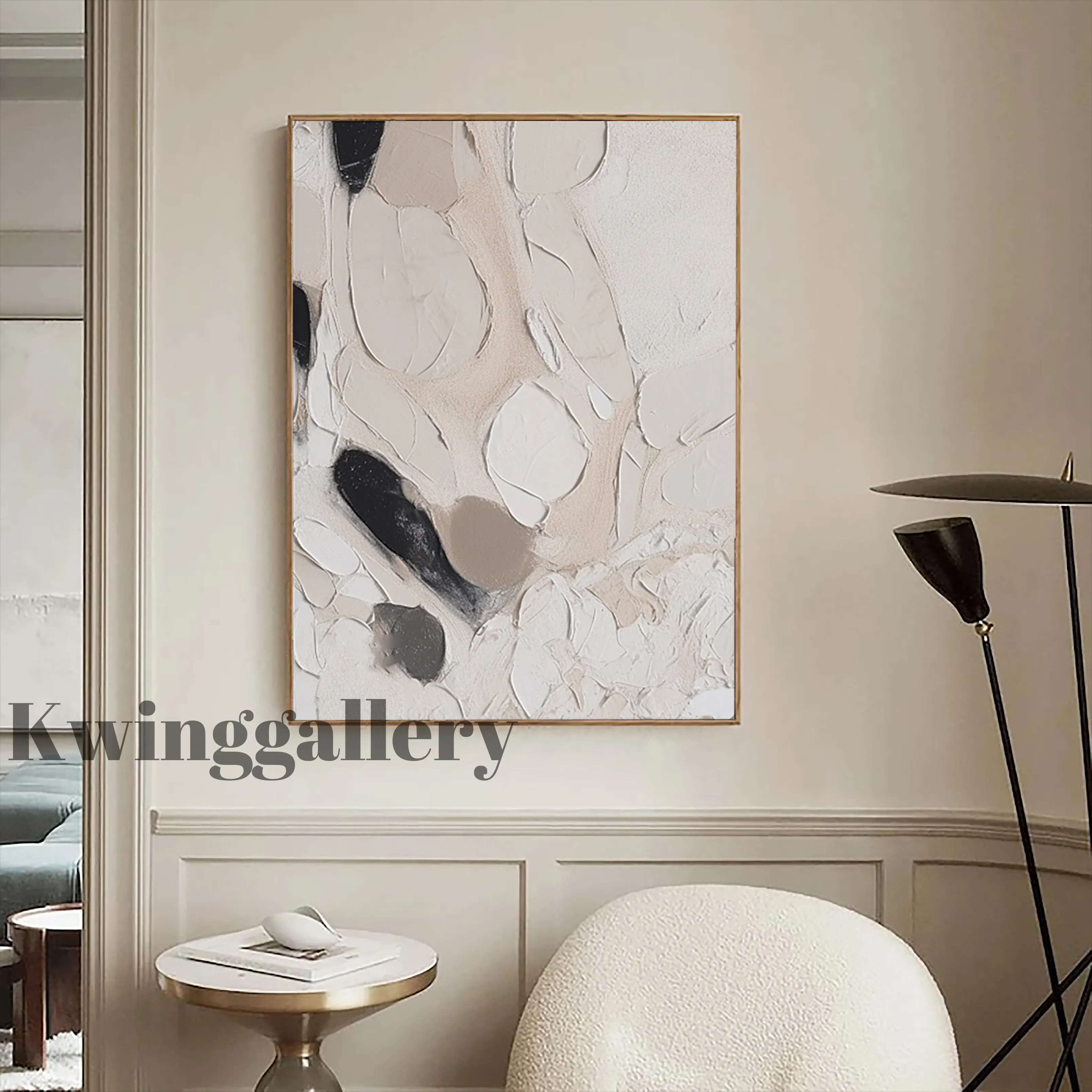 Современный стиль черно-белая абстрактная картина маслом белый ваби Саби Искусство ручной работы акриловая настенная живопись для украшения дома