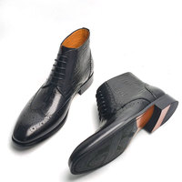 Bottines Brogues Personnalisables en Cuir Véritable pour Hommes, Chaussures Habillées et Décontractées Fabriquées à la Main, Motif Rétro à Lacets
