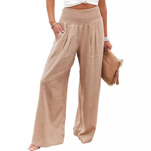 Pantalons de jogging amples à taille élastique décontractés pour femmes <span class=keywords><strong>en</strong></span> coton et <span class=keywords><strong>lin</strong></span> de grande taille pour l'automne - Product Image 3