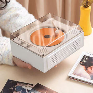 Lecteur CD de bureau style vinyle rétro, haut-parleurs stéréo intégrés, streaming sans fil, entrée AUX, lecture USB, appareil audio multifonctionnel - Product Image 6