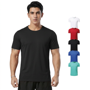 เสื้อยิมคุณภาพสูงสั่งทำขายส่ง ผ้าฝ้าย 95% สแปนเด็กซ์ 5% เสื้อยิมเปล่าสำหรับออกกำลังกาย เสื้อผ้าฟิตเนส เสื้อผ้าผู้ชายสำหรับฤดูร้อน - Product Image 1
