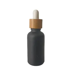 China supplier 15ml matte black glass essential oil Glass dropper bottles with white rubber top