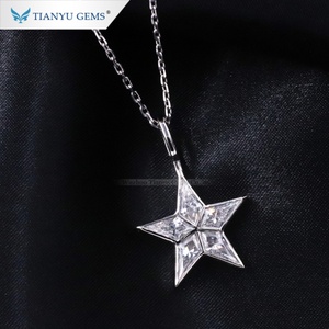 Tianyu Gems Platinum Pendant 4*8,5mm Kite Cut Moissanite PT950 Collar de compromiso para damas - Product Image 4