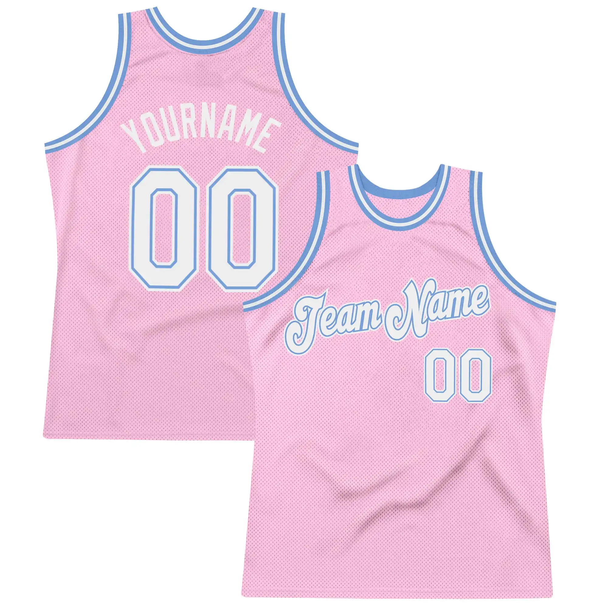 Camiseta de baloncesto personalizada, color <span class=keywords><strong>rosa</strong></span> claro, Blanco claro, azul claro, auténtico, de secado rápido, talla grande