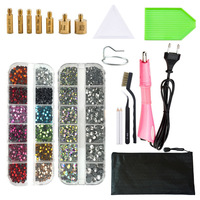 Kit d'outils de pose de strass 7-en-1 portable pour vêtements, avec pince, stylo de pose et outil de réparation pour travaux d'aiguille