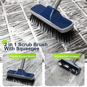 <span class=keywords><strong>Brosse</strong></span> à plancher avec long manche, <span class=keywords><strong>brosse</strong></span> à récurer robuste, <span class=keywords><strong>balai</strong></span> à raclette 2 en 1 pour nettoyer la terrasse, la <span class=keywords><strong>piscine</strong></span>, le garage, la salle de bain - Product Image 2