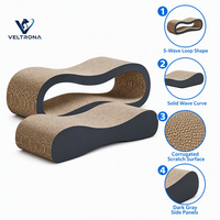 S Wave Griffoir pour chat et ensemble de salon deux pièces en carton ondulé courbé, mobilier d'intérieur, vente en gros