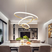 Terlaris Lampu Gantung Emas Modern Dalam Ruangan Mewah Desain Ruang Tamu Cincin Bulat LED Lingkaran Lampu Gantung
