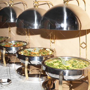Hotel Restaurant Food Warmer Buffet <strong>Chaffing</strong> Dish Stainless Steel Luxury Heart Ball Wedding Banquet Catering 8L Capacity <strong>Fuel</strong> - Product Image 1