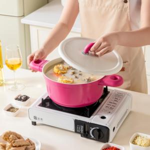 Nuovissimo set <span class=keywords><strong>di</strong></span> pentole a induzione rosa in padella antiaderente Non tossico <span class=keywords><strong>padelle</strong></span> in ceramica/PTFE - Product Image 4