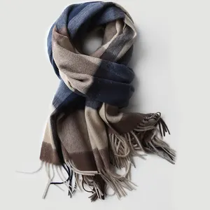 Factory Sales Luxe Vrouwen Plaid 100% Lampwool Sjaals Custom Wol Sjaal