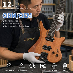 Portable Headless Electric Guitar 6 <b>String</b> Travel Instrument Fixed Bridge H-H Pickup Matte Finish Custom Logo OEM - Product Image 1