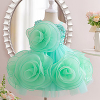 Robe douce été princesse filles moelleux dentelle grandes fleurs paillettes pour anniversaire robe de princesse