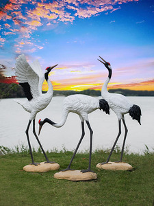 รูปปั้นสัตว์นามธรรมขนาดเท่าตัวจริงที่ปรับแต่งได้, งานแกะสลัก<span class=keywords><strong>นก</strong></span>จากไฟเบอร์กลาส, ของตกแต่งพื้นที่ชมวิว, <span class=keywords><strong>นก</strong></span>กระเรียน<span class=keywords><strong>มงกุฎ</strong></span>แดงที่มีอายุยืนยาว - Product Image 4