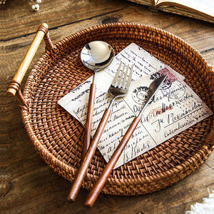 Acciaio inossidabile alta estetica stoviglie Retro manico in legno di pera bistecca da pranzo coltello cucchiaio Set di posate - Product Image 3