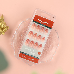 AIERFEI Listo Para Enviar Lo Más Nuevo Brillante Rosa Ombre Prensa En Las <span class=keywords><strong>Uñas</strong></span> Forma De Almendra Corta Puntas De <span class=keywords><strong>Uñas</strong></span> Acrílicas - Product Image 5