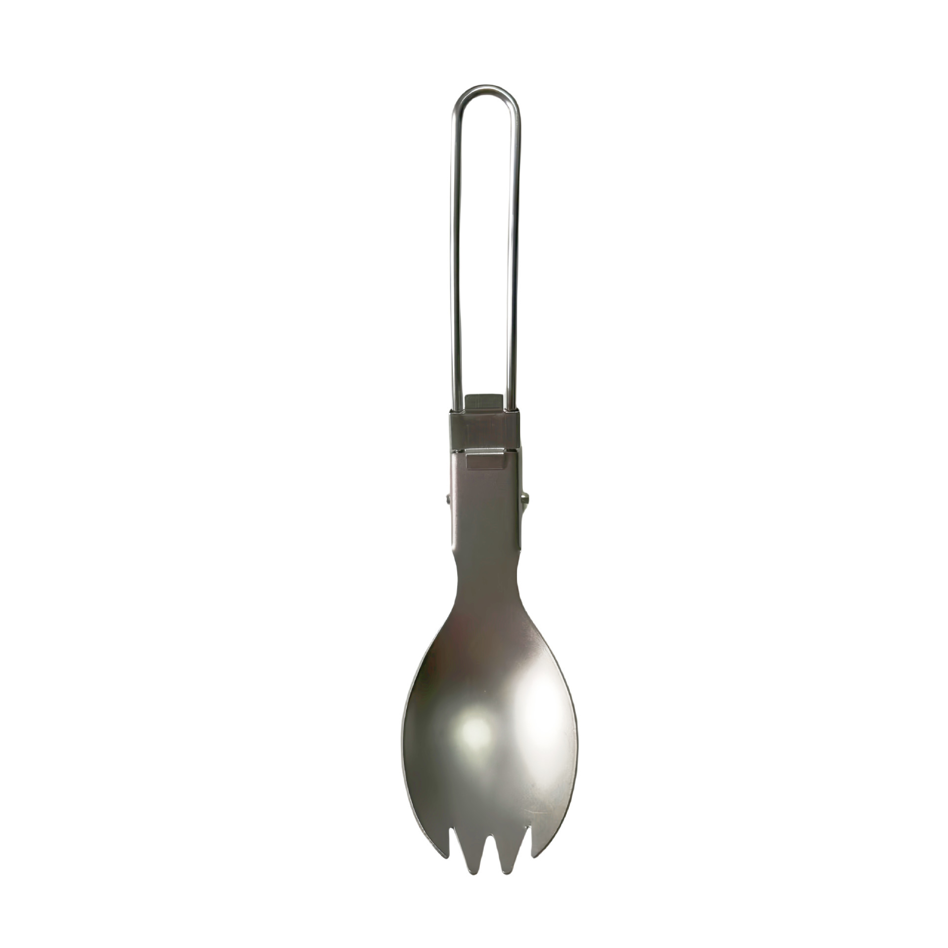 Folding original color titanium fork and spoon