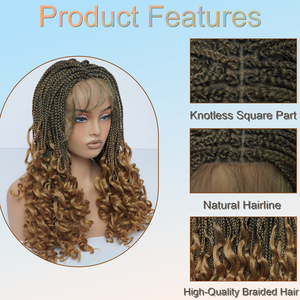 Treccine Box Braids Trasparenti in Pizzo Stile Boho Senza Nodi con Punte Riccioline e Baby Hair da Donna, 18 Pollici, per Capelli Neri o Biondo Miele - Product Image 3