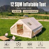 Tente de camping gonflable de luxe, grande, 12 m², portable, 4 saisons, deux pièces, ouverture rapide, imperméable, en tissu Oxford.