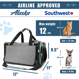 <span class=keywords><strong>Alaska</strong></span> Airlines approuvé petit animal de compagnie Air Travel Bag Fashion Cat Carrier Polyester fermeture à glissière sud-ouest avion chaton animal de compagnie - Product Image 2