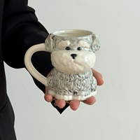 Tasse à café en céramique Lelyi motif chiot mignon, style créatif et tendance, avec cuillère, cadeau idéal pour couple ou anniversaire