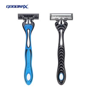 GOODMAX güzellik bakımı tek kullanımlık tıraş makinesi erkekler için üçlü bıçak kauçuk saplı erkek tıraş bıçağı - Product Image 2