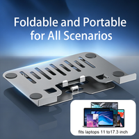 Penyangga Laptop & Ponsel 2 in 1 yang Ditingkatkan, Kokoh, Stabil, Berongga, Disipasi Panas, Lipat, Portabel, Penyangga Meja