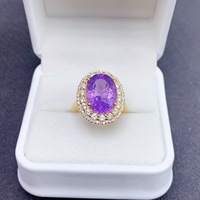Cincin Amethyst Alami Unik, Batu Permata Ungu Besar dan Menonjol, Perhiasan Perak S925 untuk Pengecer Kelas Atas
