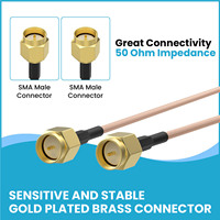 Assemblage coaxial RF SMA mâle à SMA mâle à angle droit RG178 câble RF 50cm 20in antenne WiFi RG1.37 câble RF câble d'extension