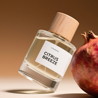 Flacons de Parfum Cylindriques en Verre Vides à Sertir 30ml/50ml/100ml de Luxe Personnalisés avec Couvercle Doré/Argenté et Diffuseur en Bois Poli, Marquage Sérigraphique