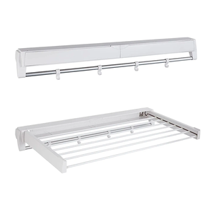 Phong Cách Nhật Bản Có Thể Gập Lại Kim Loại Treo Tường Thiết Kế Chức Năng Với Hooks Cho Tiết Kiệm Không Gian Khô Kệ Cho Nhà Bếp Và Phòng Tắm - Product Image 1