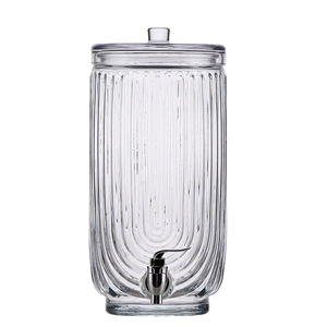 2025 Novo Design 3.8L Limpar Em Relevo Vidro Bebida <span class=keywords><strong>Dispenser</strong></span> Spigot Drink <span class=keywords><strong>Dispenser</strong></span> Tampa para Juice <span class=keywords><strong>Lemonade</strong></span> Party - Product Image 2