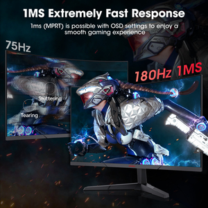 <span class=keywords><strong>Koorui</strong></span> จอสำหรับเล่นเกม1080P, จอภาพ LCD ขนาด<span class=keywords><strong>24</strong></span>นิ้ว180Hz หน้าจอ1500R VA โค้งสำหรับเดสก์ท็อป - Product Image 4