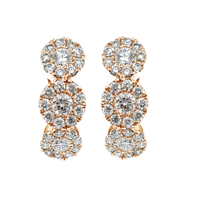 Plaqué or rose 18 carats or blanc grappes de diamants ronds de haute qualité bijoux de mariage délicats-jolies boucles d'oreilles pour femmes - Product Image 1