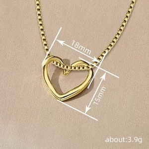 Heart Shaped <b>Titanium</b> Steel <b>Necklace</b> 18K Gold Plated Clavicle Chain Gift For Women Fashion Jewelry - Product Image 5