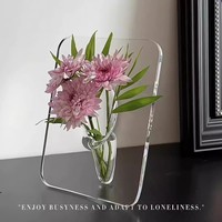 Vase cadre photo en acrylique transparent pour arrangement floral hydroponique, décoration de plantes vertes aquatiques pour salons et bureaux