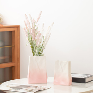 Nordic Simple Paper Bag Fold Wrinkled Gradient Color Ceramic Vase for Living Room Dried Fresh Flower Display - Product Image 4
