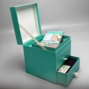 Guangdong Paperboard Magnetic Flap Open Lid Hinged Clamshell Two Layer Drawer Gift Box Embossing Sponge Lining Matt Lamination - Product Image 2