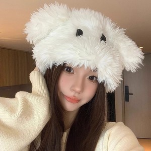 หมวกแบบสวมหัวมีหูยาวน่ารักสำหรับผู้หญิงหมวกแบบสวมหัวผ้ากำมะหยี่หนาอบอุ่นสำหรับฤดูใบไม้ร่วงและฤดูหนาว